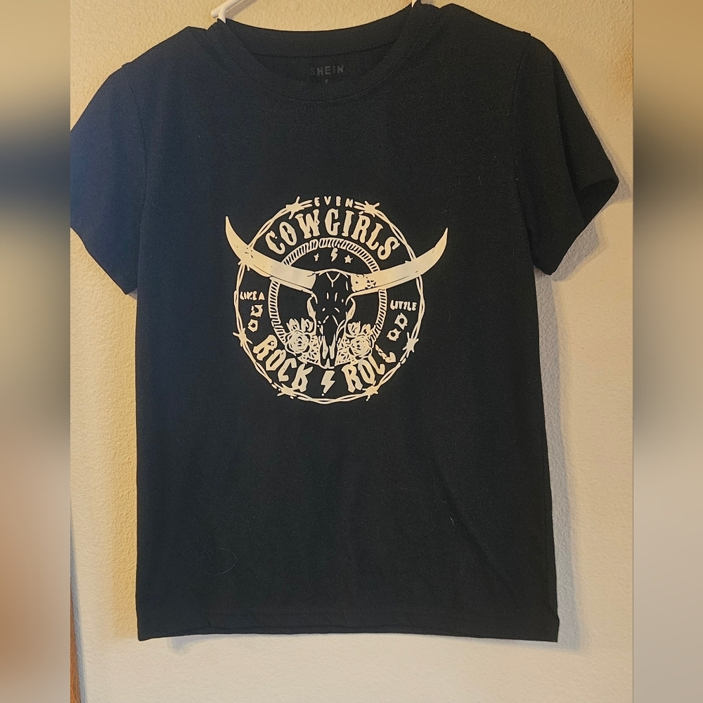 Womens Small Black Rock & Roll T-Shirt